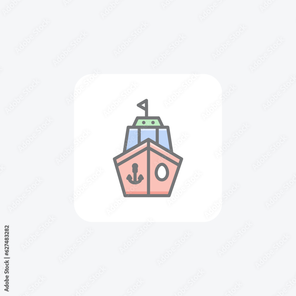 Cruise Ship, Vacation, Travel Vector Awesome Fill Icon Cruise Ship, Vacation, Travel Vector Awesome Fill Icon