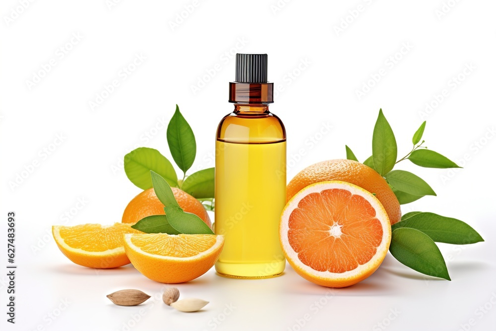citrus fruits with glass bottle. citrus fruits with glass bottle.