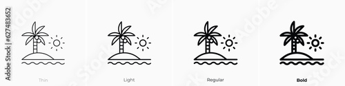 beach icon. Thin, Light, Regular And Bold style design isolated on white background