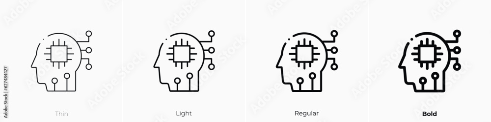 artificial intelligence icon. Thin, Light, Regular And Bold style design isolated on white background