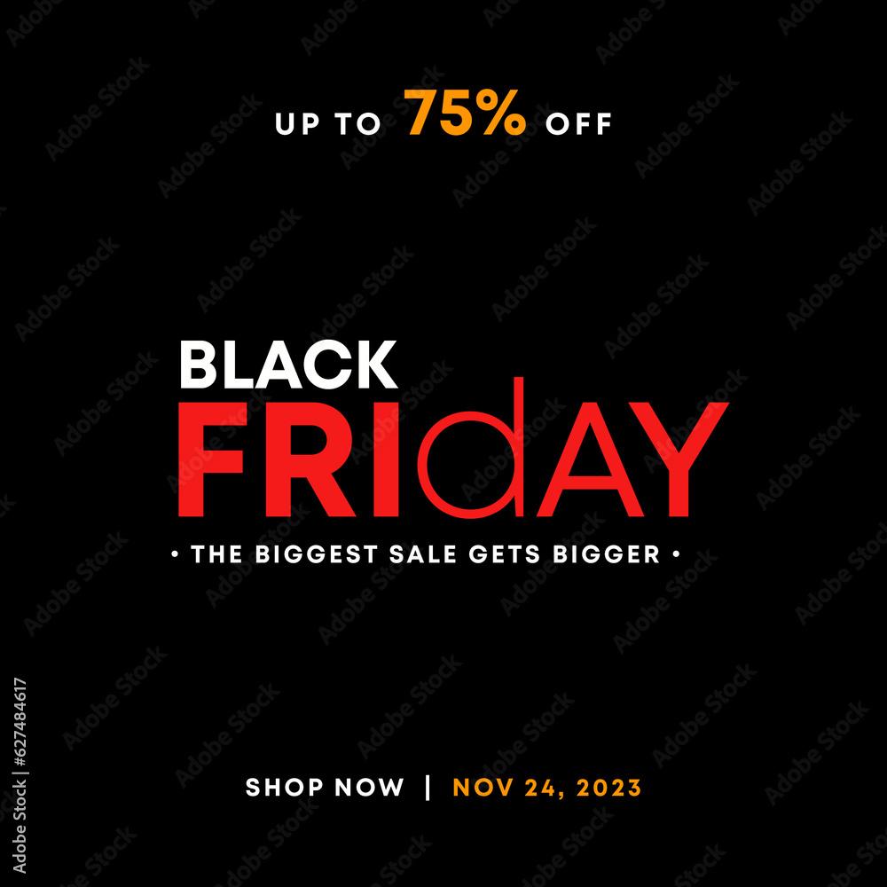 Black Friday Sale banner. Sale banner. Modern minimal design with black and gold typography. Template for promotion, advertising, web, social and fashion ads. 2d rendering illustration.