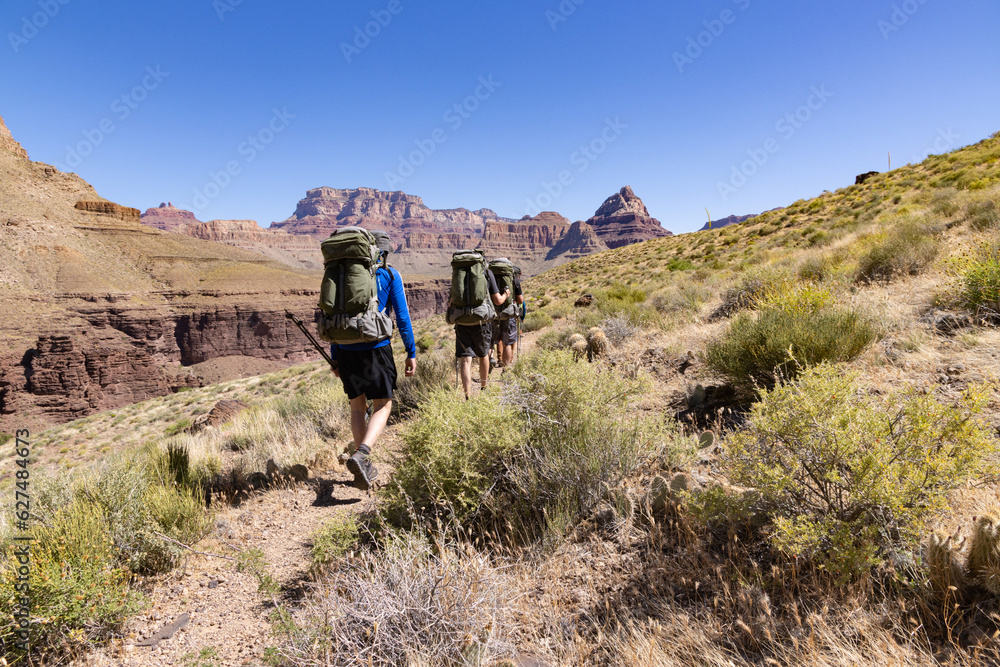 Hikers head along Grandview Trail in the Grand Canyon National Park