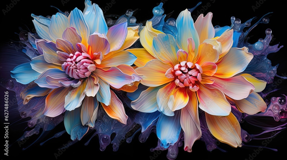 Abstract autumn flowers, fluid art. Generative AI Abstract autumn flowers, fluid art. Generative AI