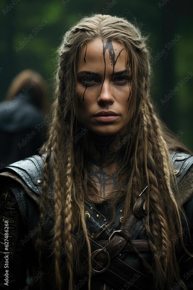 Portrait of a female Viking warrior, female medieval Scandinavian seafaring mariner Swedish, Norwegian and Danish Vikings, attractive bold warlike beautiful courage bravery bravery outlaw . Portrait of a female Viking warrior, female medieval Scandinavian seafaring mariner Swedish, Norwegian and Danish Vikings, attractive bold warlike beautiful courage bravery bravery outlaw .