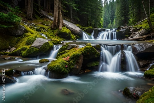 waterfall in the forest generated ai