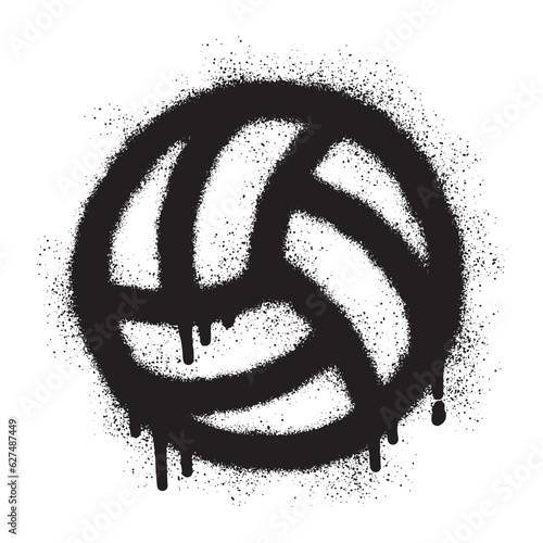 Volleyball ball graffiti with black spray paint