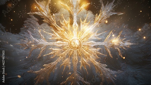 Frozen golden snowflakes, w...