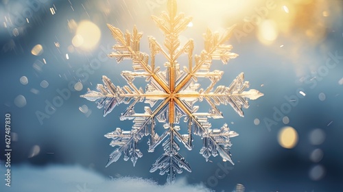 Frozen golden snowflakes, w...