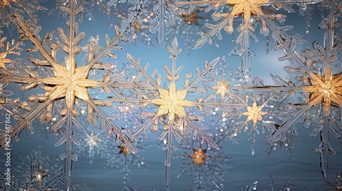 Frozen golden snowflakes, w...