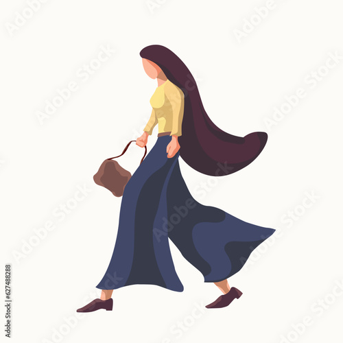 Woman is walking. Vector illustration in flat style