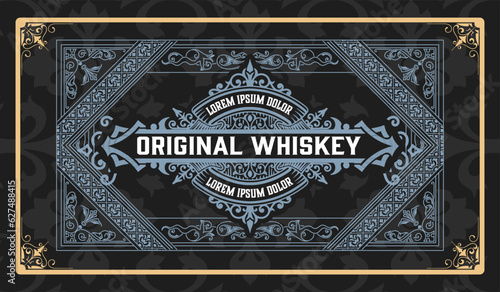 Whiskey label with old frames