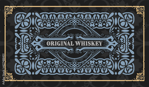 Whiskey label with old frames