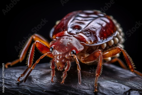 Bed bug macro. Cimex hemipterus. High quality photo   Generative AI © Kay