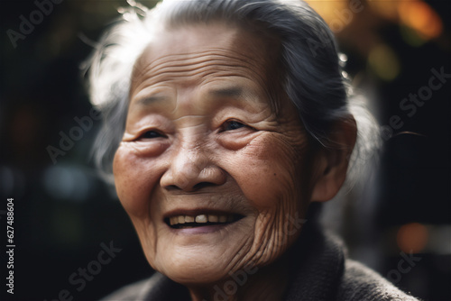 cheerful smiling  asian adult senior woman