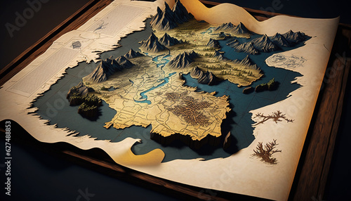 Fototapeta Naklejka Na Ścianę i Meble -  Relief map on the tablets. Generative AI illustrator