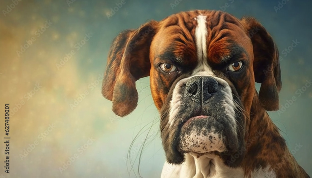 portrait of a gloomy dog looking with severity. Generative AI portrait of a gloomy dog looking with severity. Generative AI