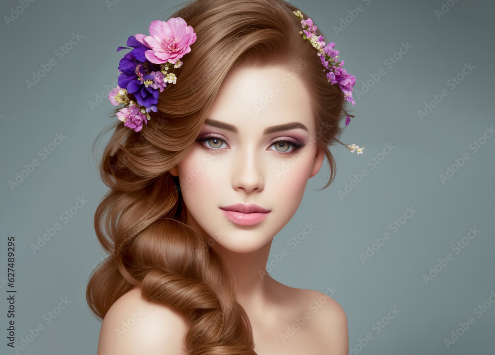 beautiful woman with flowers for advertising perfumes or cosmetics beautiful woman with flowers for advertising perfumes or cosmetics