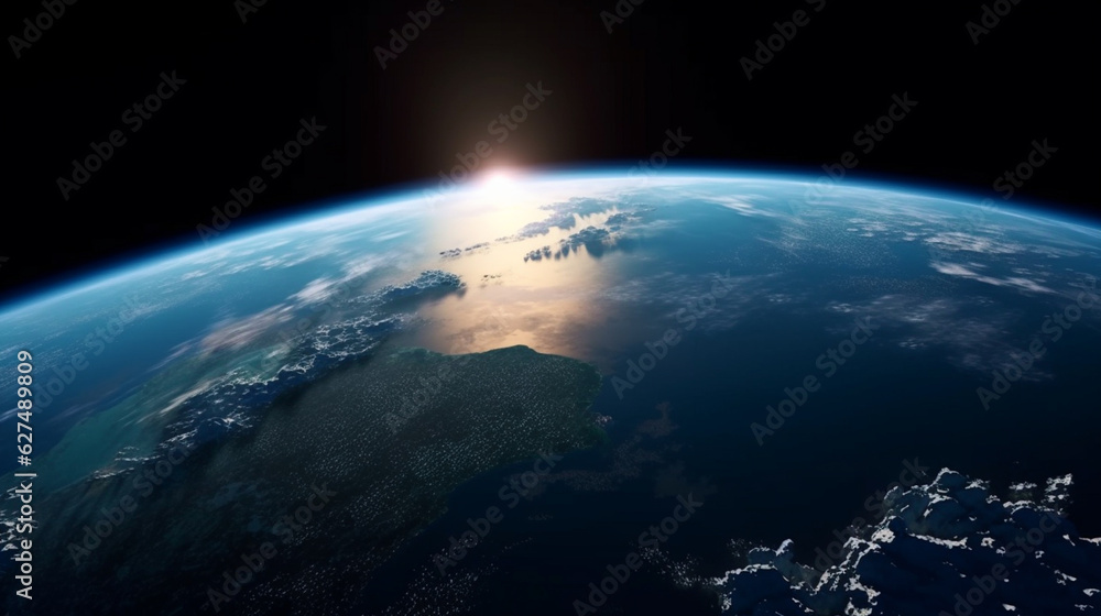 planet earth at night from afar. Generative AI planet earth at night from afar. Generative AI