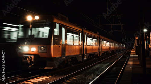 night view of the moving subway. Generative AI © SZ Photos