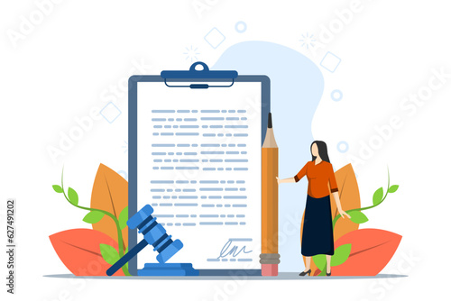 Terms and conditions, privacy policy, legal notice concept with characters. abstract vector illustration of signing a business contract. Company document, agreement check, data protection metaphor. photo