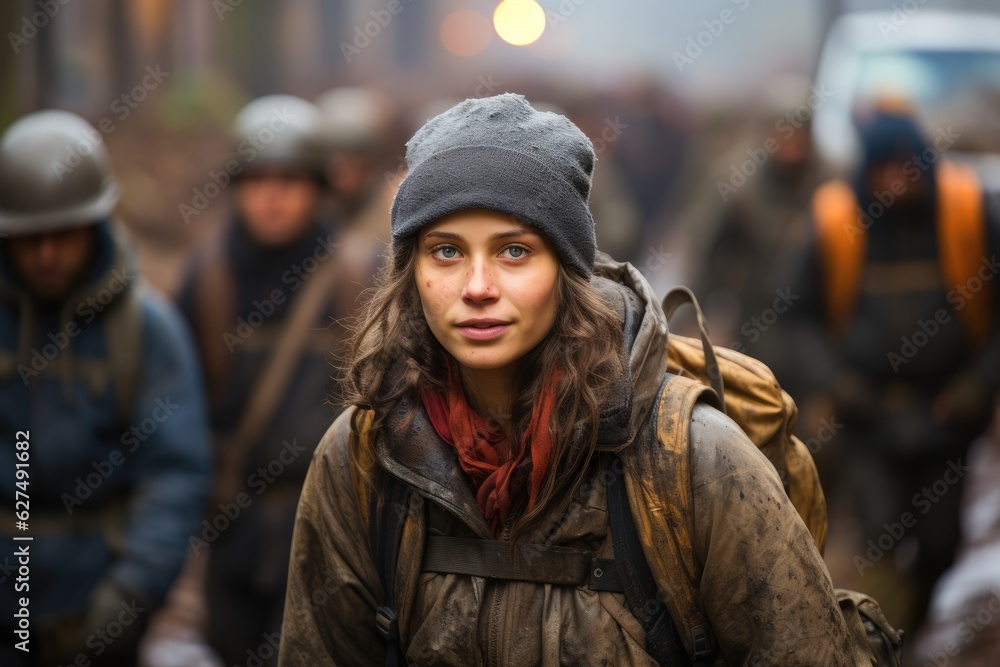Refugees visualized on a professional Stockphoto Refugees visualized on a professional Stockphoto