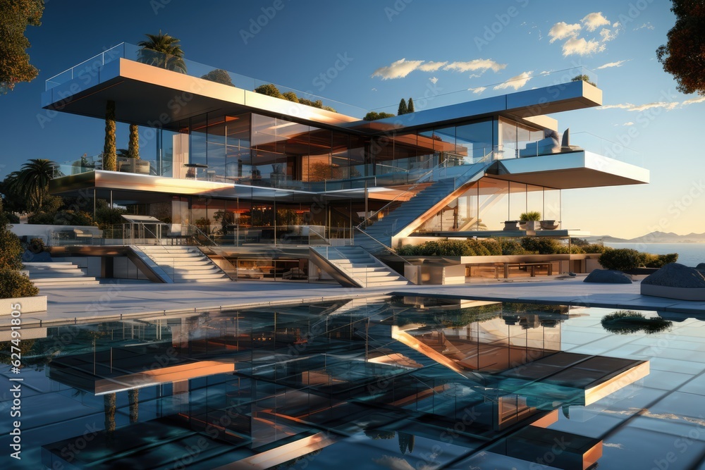 Fototapeta premium Modern Architecture visualized on a professional Stockphoto