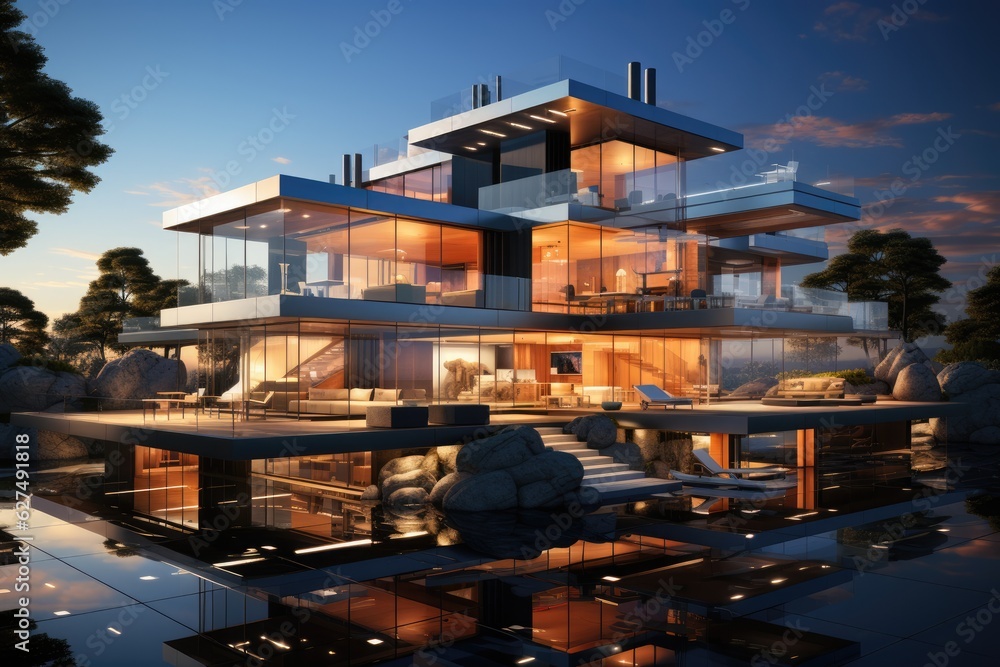 Obraz premium Modern Architecture visualized on a professional Stockphoto