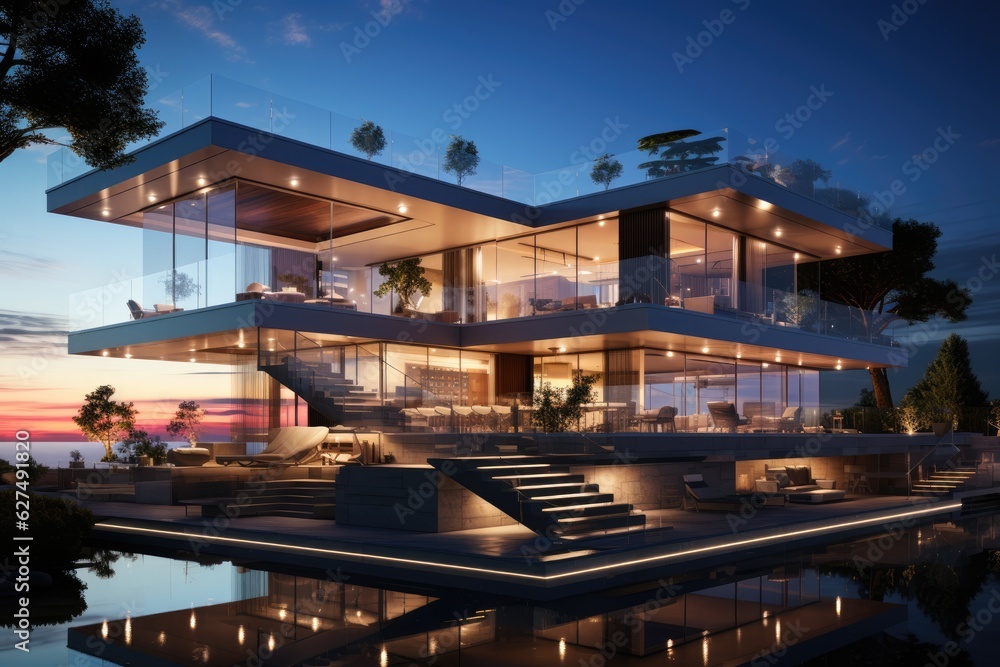Modern Architecture visualized on a professional Stockphoto Modern Architecture visualized on a professional Stockphoto