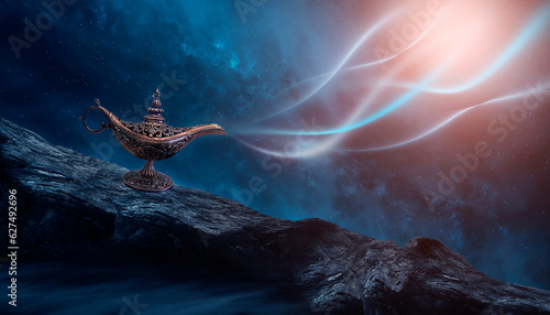 Oriental magic lamp, dark l...