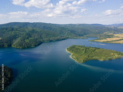 Aerial view of Yovkovtsi Reservoir, Bulgaria © Stoyan Haytov