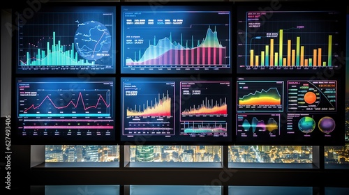 Business data dashboard analysis by ingenious computer software . Investment application display business sales and profit on the computer screen with generative ai