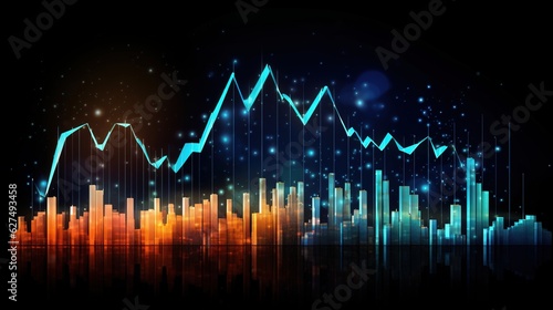 Stock market or forex trading graph in graphic concept suitable for financial investment with generative ai