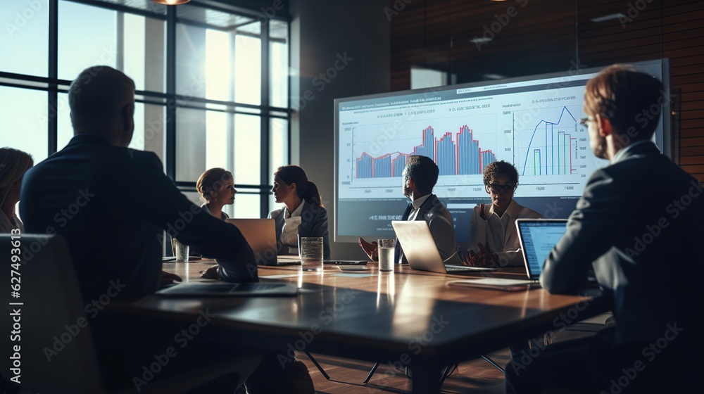 Business Team Entrepreneur discussion and analysis report chart data in office, brainstorming in Meeting and successful teamwork with generative ai Business Team Entrepreneur discussion and analysis report chart data in office, brainstorming in Meeting and successful teamwork with generative ai