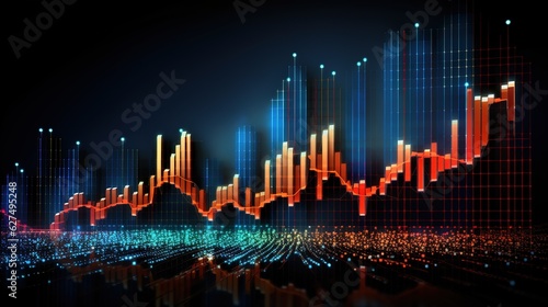 market graphs, abstract technology background. Big data and business growth currency stock and investment economy, generative ai © WS Studio 1985