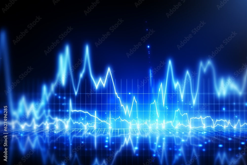 Abstract digital cardiogram. Background with selective focus and copy space