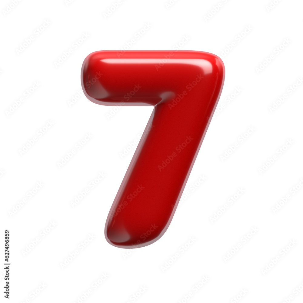 red cartoon number 7 - 3d glossy digit - Suitable for events, design or passion related subjects red cartoon number 7 - 3d glossy digit - Suitable for events, design or passion related subjects