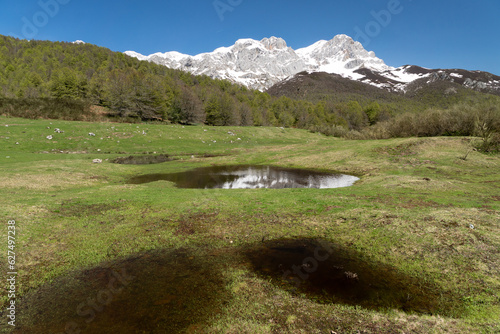 The Vegabaño fold in the western massif of Picos de Eurpa National Park with Peña Santa in the background. Leon, Spain. photo