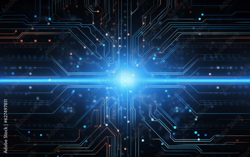 Digital technology futuristic banner with circuit lines Digital technology futuristic banner with circuit lines