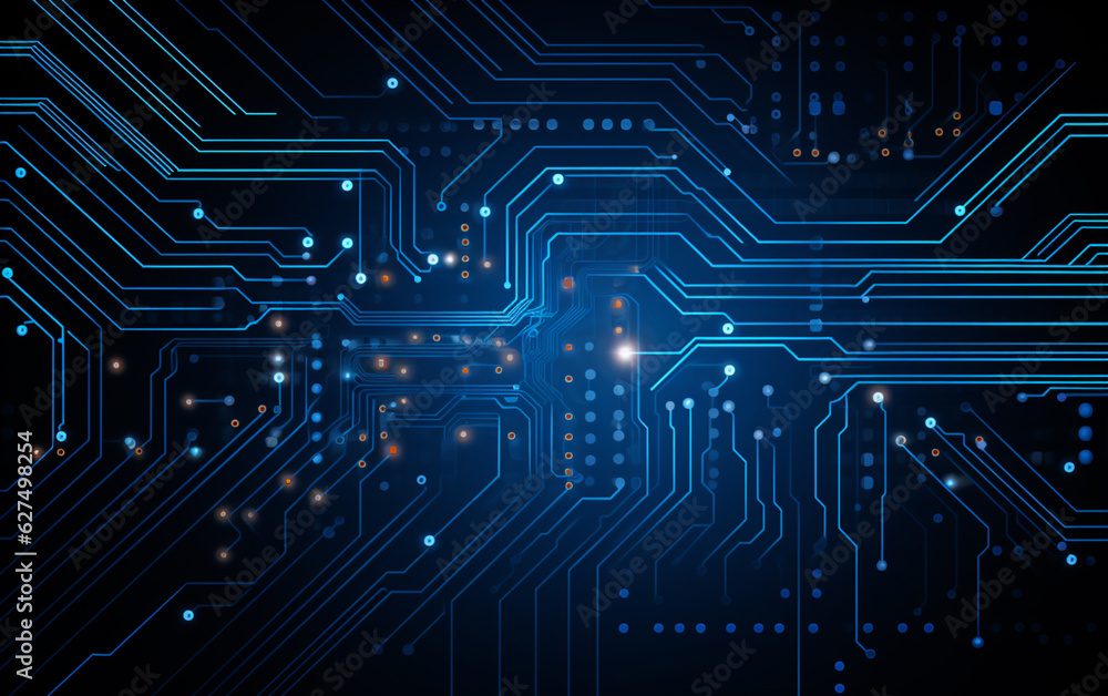 Digital technology futuristic banner with circuit lines Digital technology futuristic banner with circuit lines