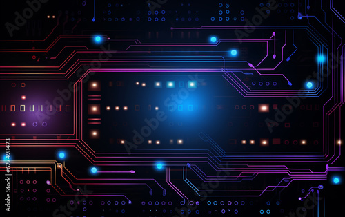 Digital technology futuristic banner with circuit lines 