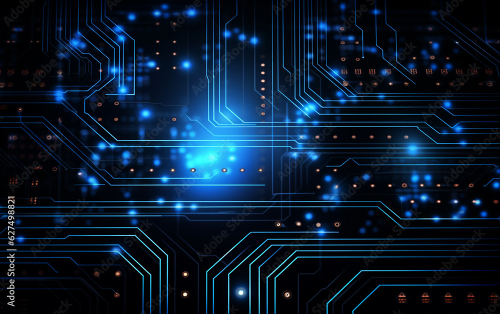 Digital technology futuristic banner with circuit lines Digital technology futuristic banner with circuit lines