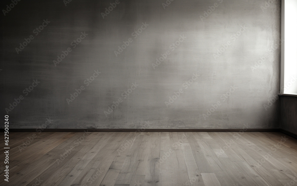 Empty room gray wall room with wooden floor Empty room gray wall room with wooden floor