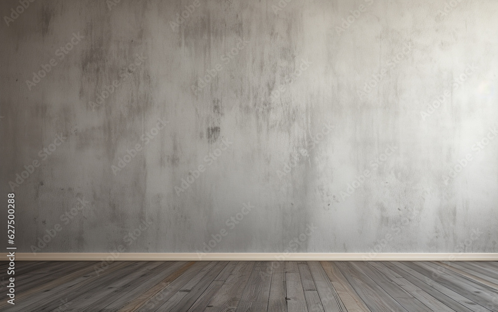 Empty room gray wall room with wooden floor 