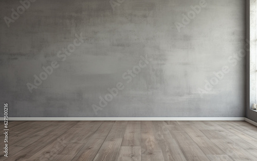 Empty room gray wall room with wooden floor 