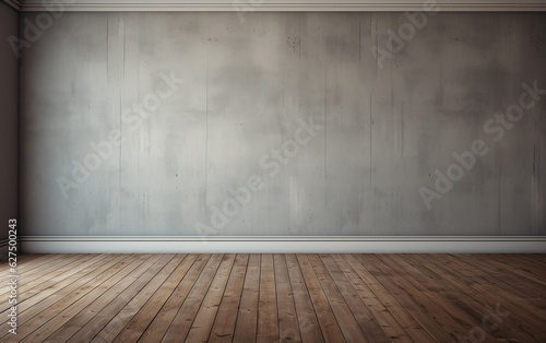 Empty room gray wall room with wooden floor 