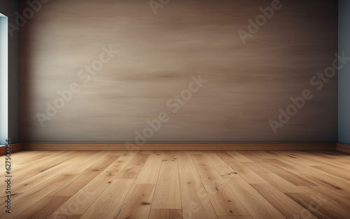 Empty room gray wall room with wooden floor 