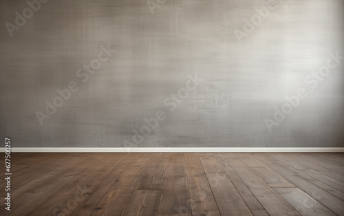 Empty room gray wall room with wooden floor 