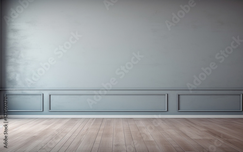 Empty room gray wall room with wooden floor 