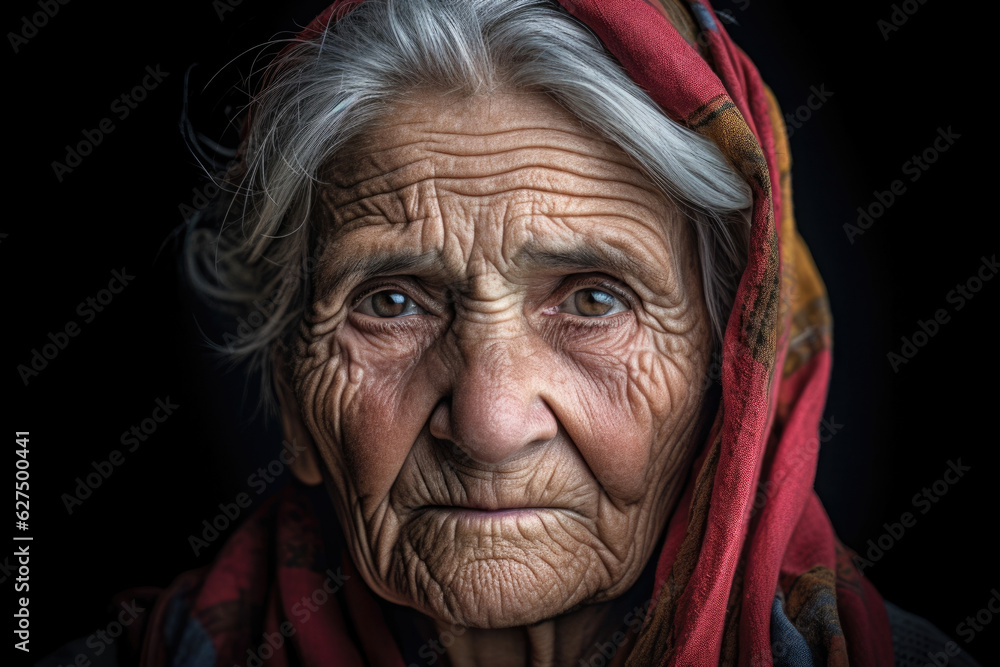 An elderly woman stands tall her strong gaze and trating eyes suggesting a lifetime of selfconfidence and charisma An elderly woman stands tall her strong gaze and trating eyes suggesting a lifetime of selfconfidence and charisma
