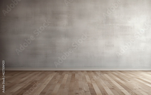 Empty room gray wall room with wooden floor 